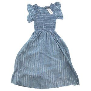 Simplee BerryGo Women’s Striped Li Sleeves Midi Dress Gray XS